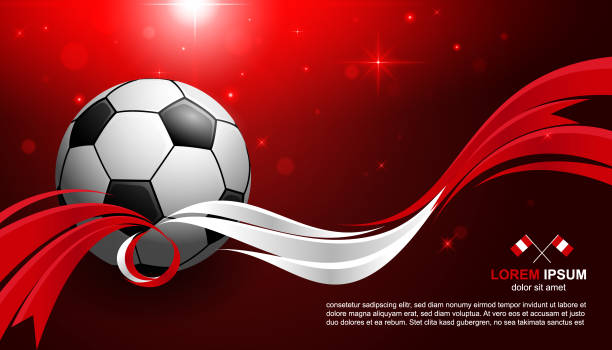Football Cup Championship with glow light background Peru flag soccer vector art illustration