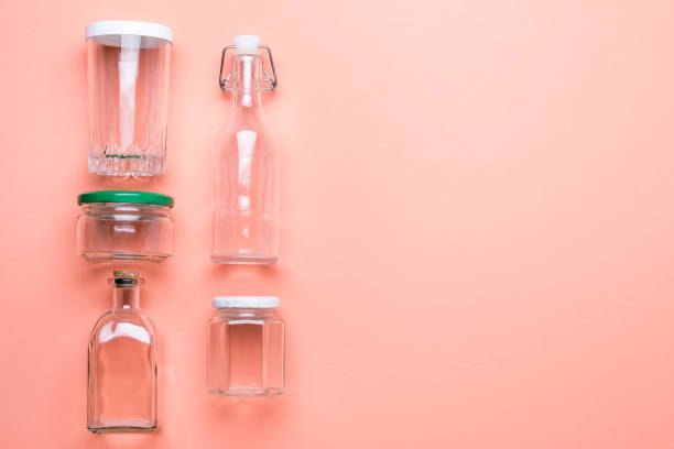 istock set of reusable jars and bottles for packaging products. Zero plastic concept 1125542753