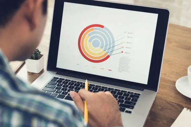 Photo of Man analyzing business chart in laptop