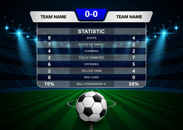 Football Soccer Match Statistics, Infographic and scoreboard template vector art illustration