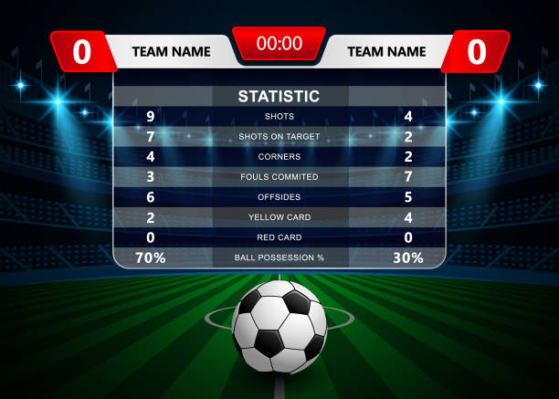 Football Soccer Match Statistics, Infographic and scoreboard template vector art illustration