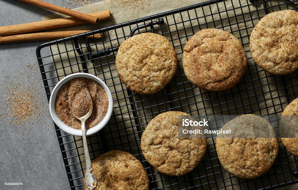 Closeup of Snickerdoodle cookies on a tray Snickerdoodle Stock Photo