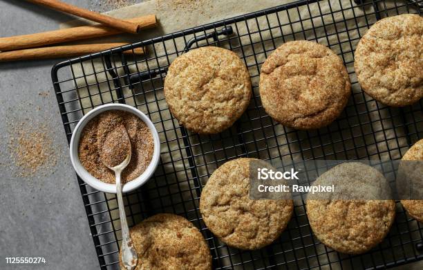 Closeup Of Snickerdoodle Cookies On A Tray Stock Photo - Download Image Now - Snickerdoodle, Cookie, Backgrounds