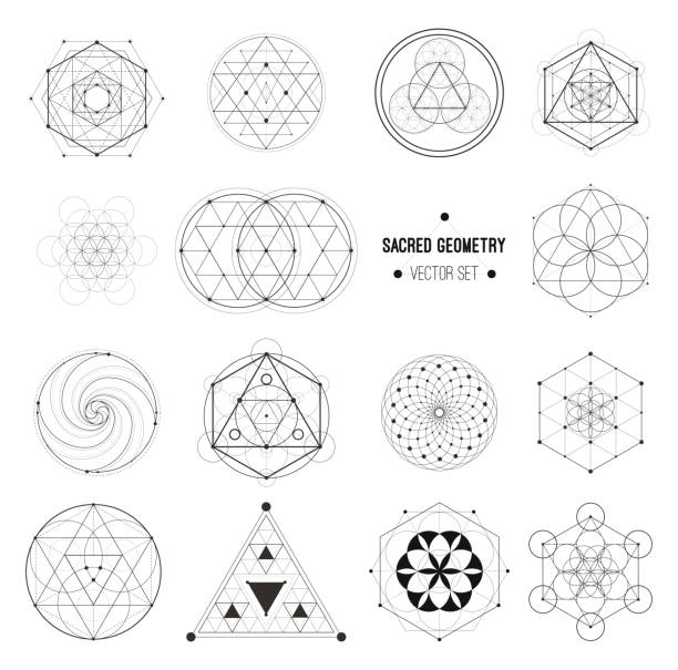 ilustrações de stock, clip art, desenhos animados e ícones de vector set of sacred geometry symbols - flower of life