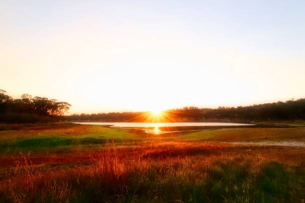 Sunset At Storm King Dam in Stanthorpe stock photo