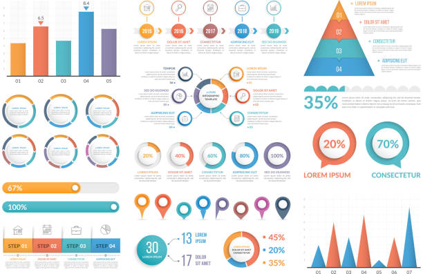 ilustrações de stock, clip art, desenhos animados e ícones de infographic elements - drawing diagram business cycle