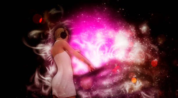 istock Young blonde woman dj playing music - 3D rendering 1125564730