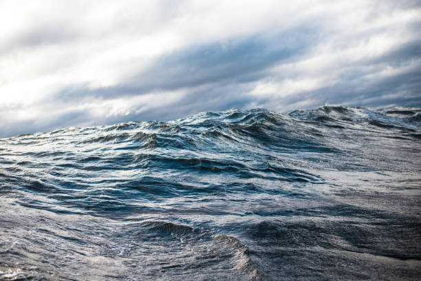 invierno de vela. frío azul del mar al atardecer. ondas y nubes, noruega - wreck recreational boat nature mode of transport fotografías e imágenes de stock