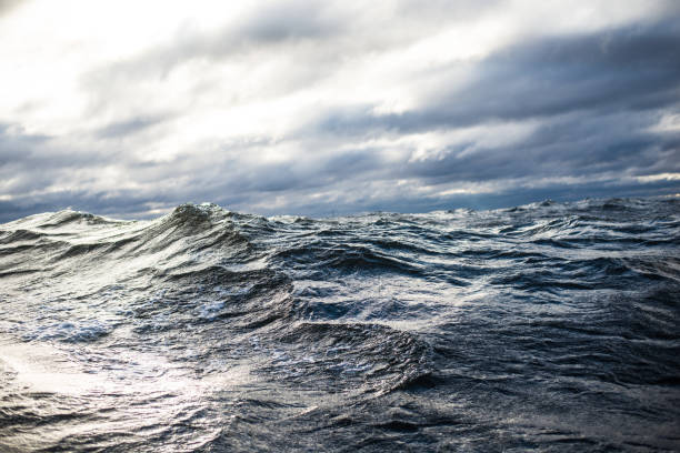 istock Winter sailing. Cold blue sea at sunset. waves and clouds, Norway 1125565101