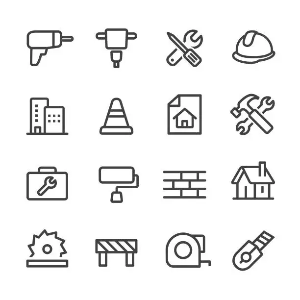 Vector illustration of Construction Icons - Line Series