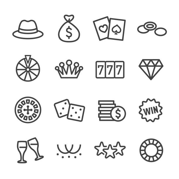 Casino Icons - Line Series Casino, Luck, gambling icon stock illustrations