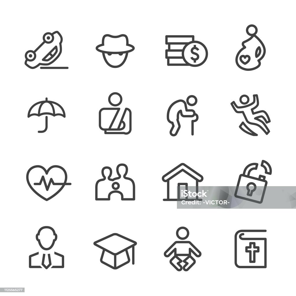 Life Insurance Icons - Line Series Life Insurance, Icon Symbol stock vector