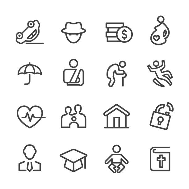 Life Insurance Icons - Line Series Life Insurance, death icon stock illustrations