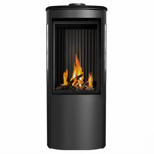 istock Modern burning fireplace stove isolated on white background 1125567283