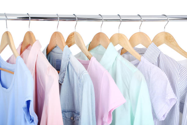 istock Clothes hanging on wooden hanger 1125570639