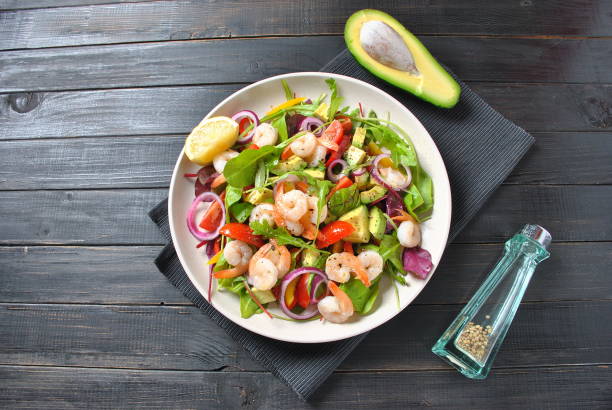 istock Avocado salad with shrimps 1125573141