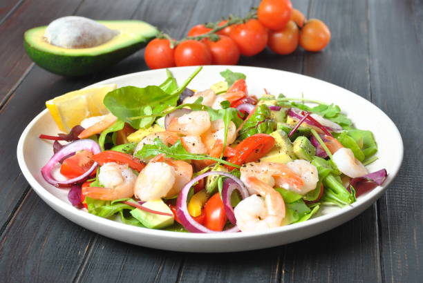 istock Avocado salad with shrimps 1125573256