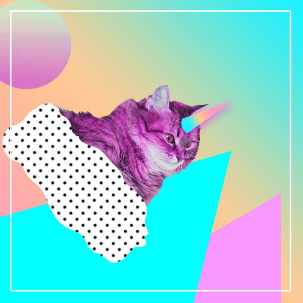 istock pink cat with rainbow unicorn horn flying on cloud 1125575590