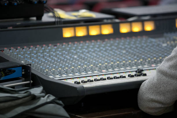 istock Electronic sound music control panel with jack line various part of audio controller 1125575623