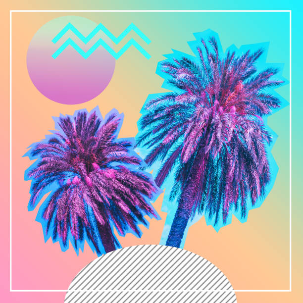 palm trees on summer island stock photo