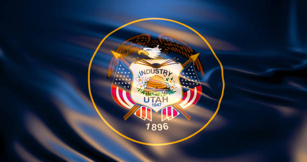 istock Utah flag in the wind . 3d illustration 1125575752