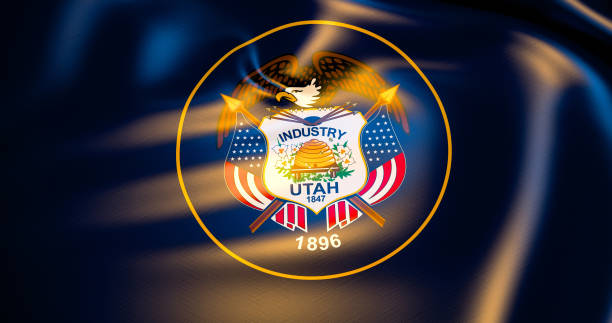istock Utah flag in the wind . 3d illustration 1125575770