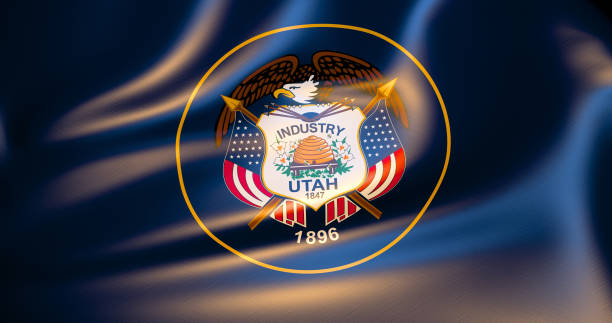 istock Utah flag in the wind . 3d illustration 1125575784