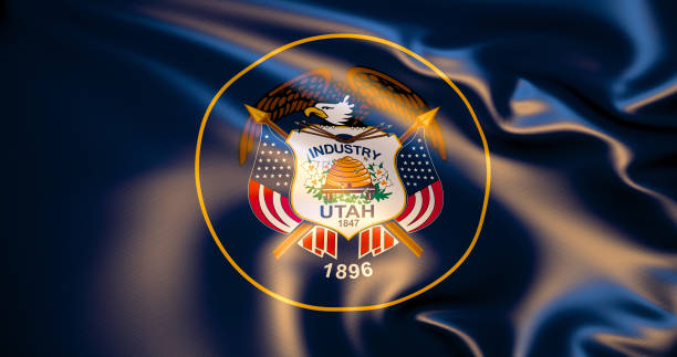 istock Utah flag in the wind . 3d illustration 1125575826