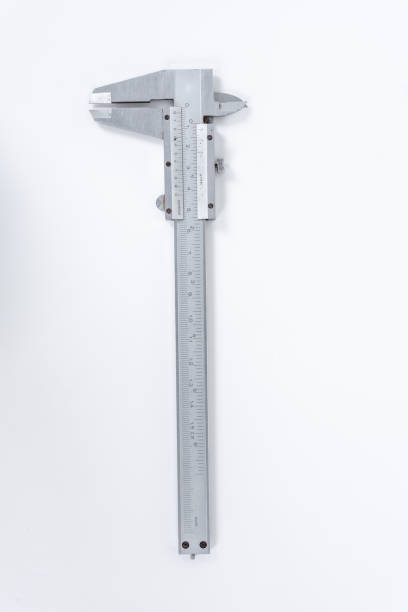 istock Vernier calipe or caliper. Precision measuring tools from silver steel.on a white background. 1125580281