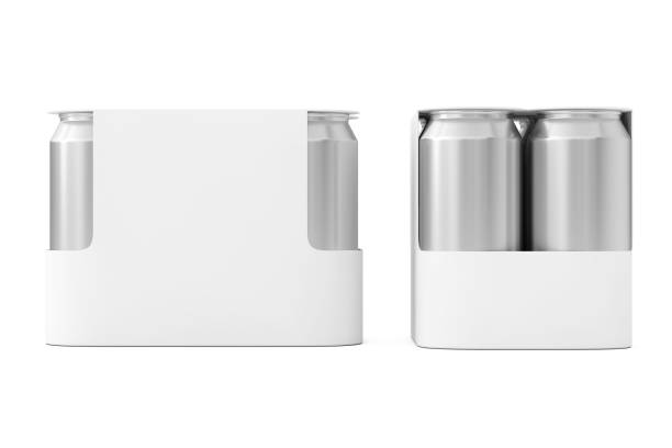 weiße blankopapier paket für bier trinken dosen mit leeren spase für ihr design. 3d rendering - cool-pack stock-fotos und bilder