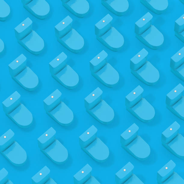 istock Rows of Blue Isometric Toilet Bowls. 3d Rendering 1125580506