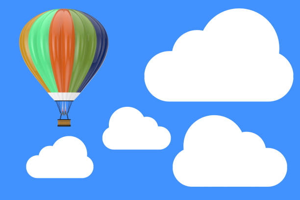 istock Hot Air Balloon in the Sky with Clouds. 3d Rendering 1125580519