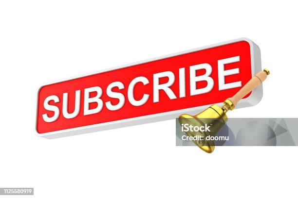 Text Box Subscribe Button With Golden Notification Bell 3d Rendering Stock Photo - Download Image Now