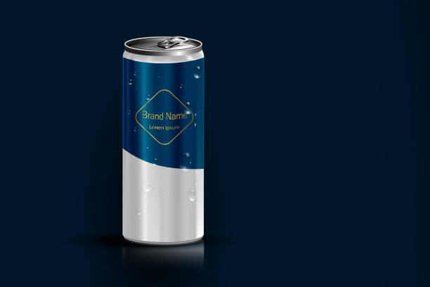 istock Beverage in can with blue background, Package and drink product poster 1125583508