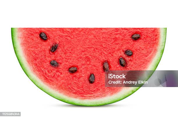 Watermelon Slice Isolated On White Background Clipping Path Full Depth Of Field Stock Photo - Download Image Now