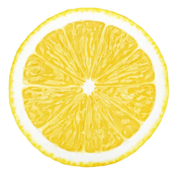 Photo of lemon slice, clipping path, isolated on white background