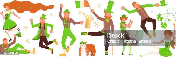St Patricks Day Horizontal Banner Template Stock Illustration - Download Image Now - St. Patrick's Day, Luck, People