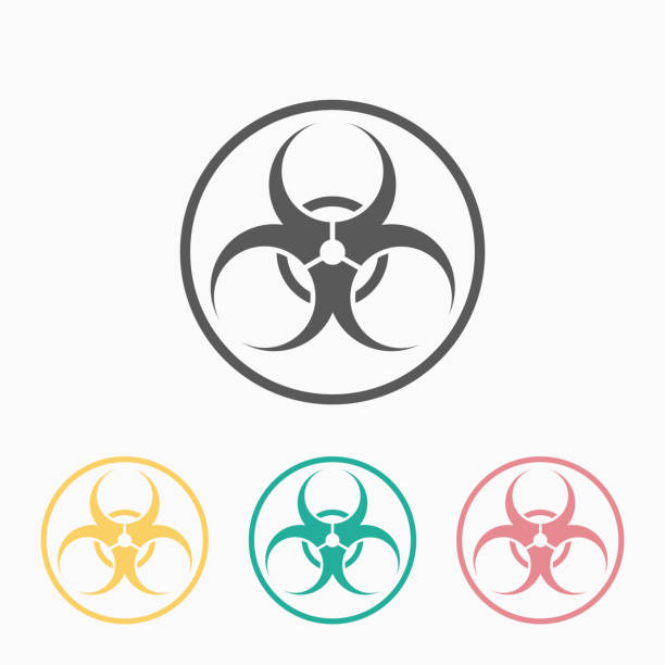 생물 학적 아이콘 - biochemical warfare biohazard symbol virus laboratory stock illustrations