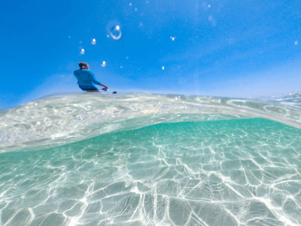 istock Ocean Reflection and Ripples Underwater with Man in Background 1125586178