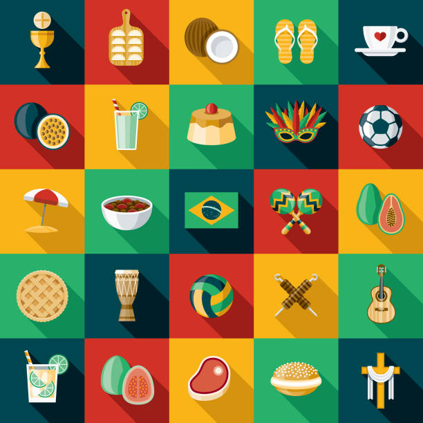 ilustraciones, imágenes clip art, dibujos animados e iconos de stock de conjunto de icono de brasil - pastel de primera comunión