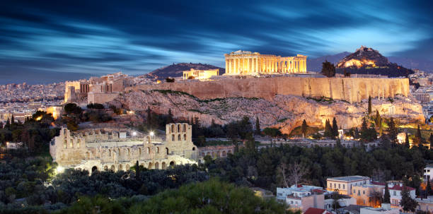 istock Parthenon of Athens at dusk time, Greece  - long exposure 1125588751