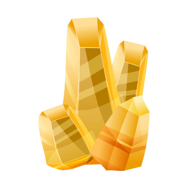 istock Crystal stone or precious stone. Yellow colors. Precious stone Magic, fantasy crystals and semiprecious stones. For games, applications, advertising, sites. Vector illustration, isolated 1125589131