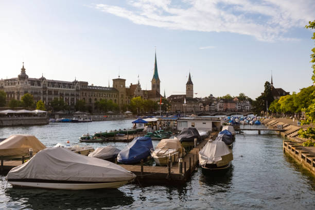 istock Zurich Switzerland Limmat River Boat Dock 1125589298