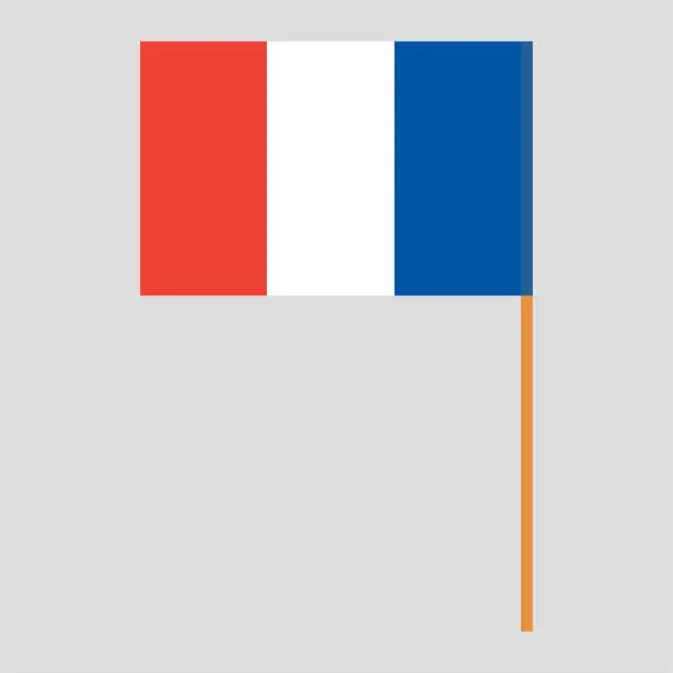 Vector illustration of Flagpole with France flag
