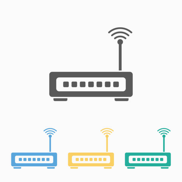 ilustraciones, imágenes clip art, dibujos animados e iconos de stock de icono de router - router