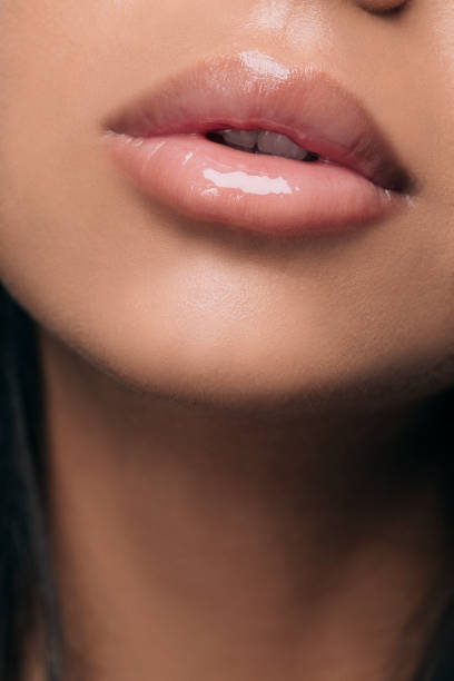 Lips Beauty Close-up Natural Beauty Portrait Beautiful Young woman. stock photo
