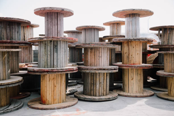 big spool of optic wire on a factory