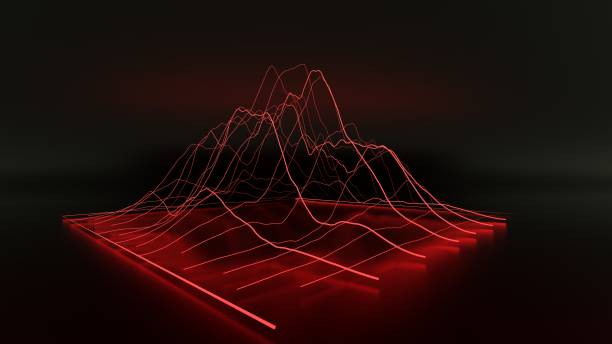 istock Financial 3D red neon light chart in black background. 1125596115