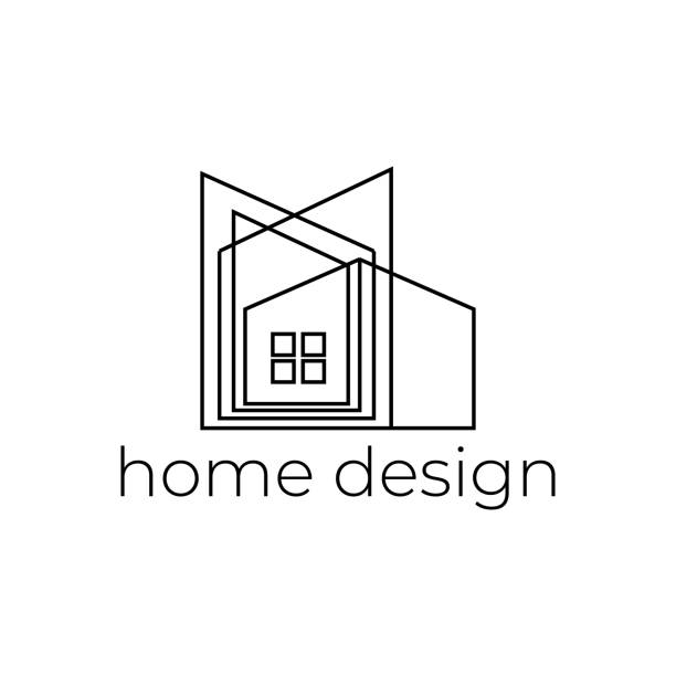 illustrations, cliparts, dessins animés et icônes de logo de conception de maison créative avec ligne abstraite - architecture illustrations
