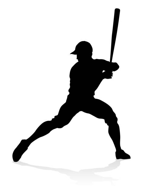 бейсболист силуэт - baseballs baseball athlete ball stock illustrations
